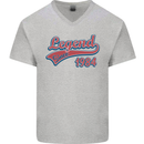 Legend Since 39th Birthday 1984 Mens V-Neck Cotton T-Shirt Sports Grey