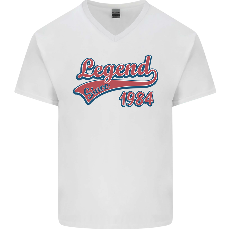 Legend Since 39th Birthday 1984 Mens V-Neck Cotton T-Shirt White