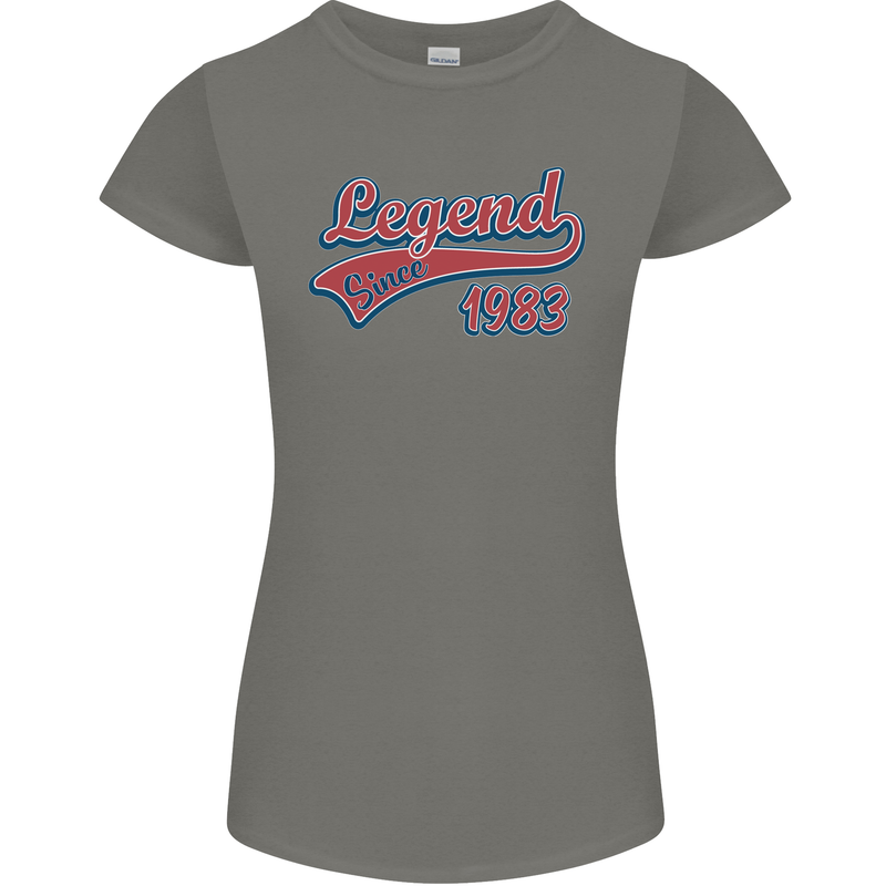Legend Since 40th Birthday 1983 Womens Petite Cut T-Shirt Charcoal