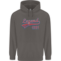 Legend Since 42nd Birthday 1981 Mens 80% Cotton Hoodie Charcoal