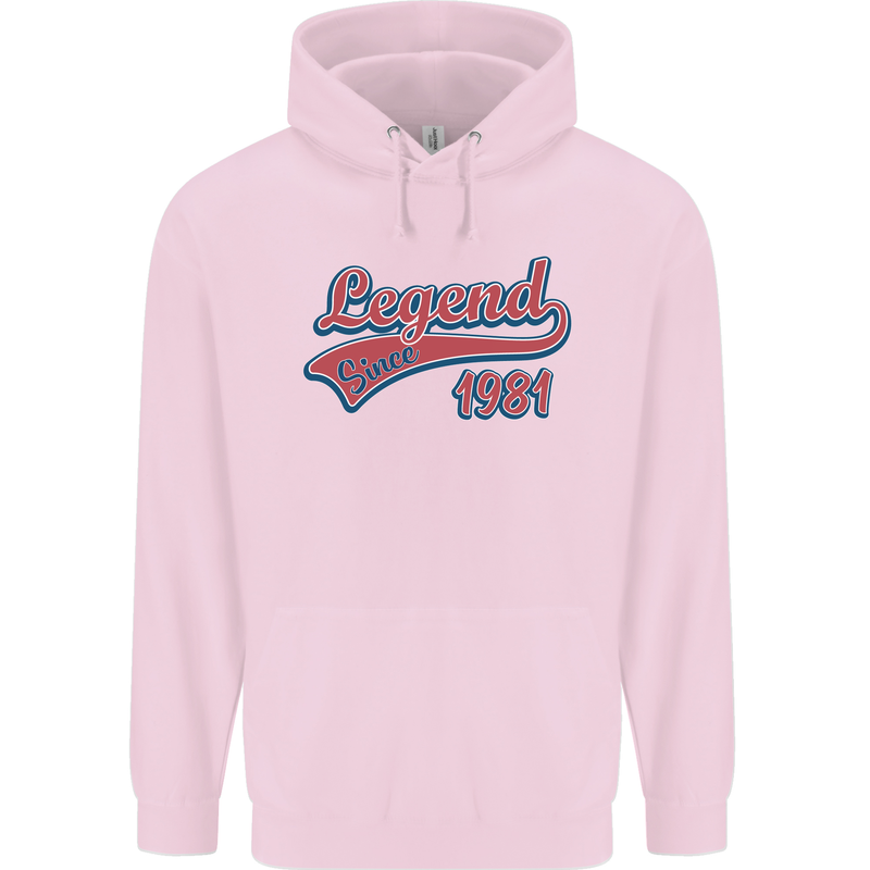 Legend Since 42nd Birthday 1981 Mens 80% Cotton Hoodie Light Pink