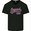 Legend Since 42nd Birthday 1981 Mens V-Neck Cotton T-Shirt Black