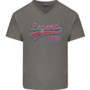 Legend Since 42nd Birthday 1981 Mens V-Neck Cotton T-Shirt Charcoal