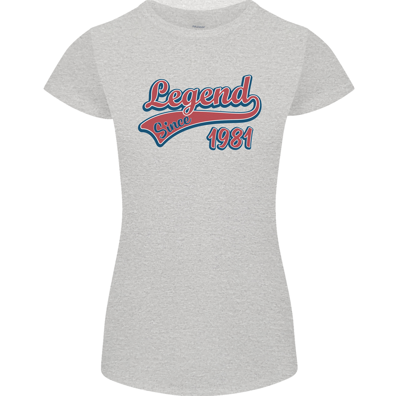 Legend Since 42nd Birthday 1981 Womens Petite Cut T-Shirt Sports Grey