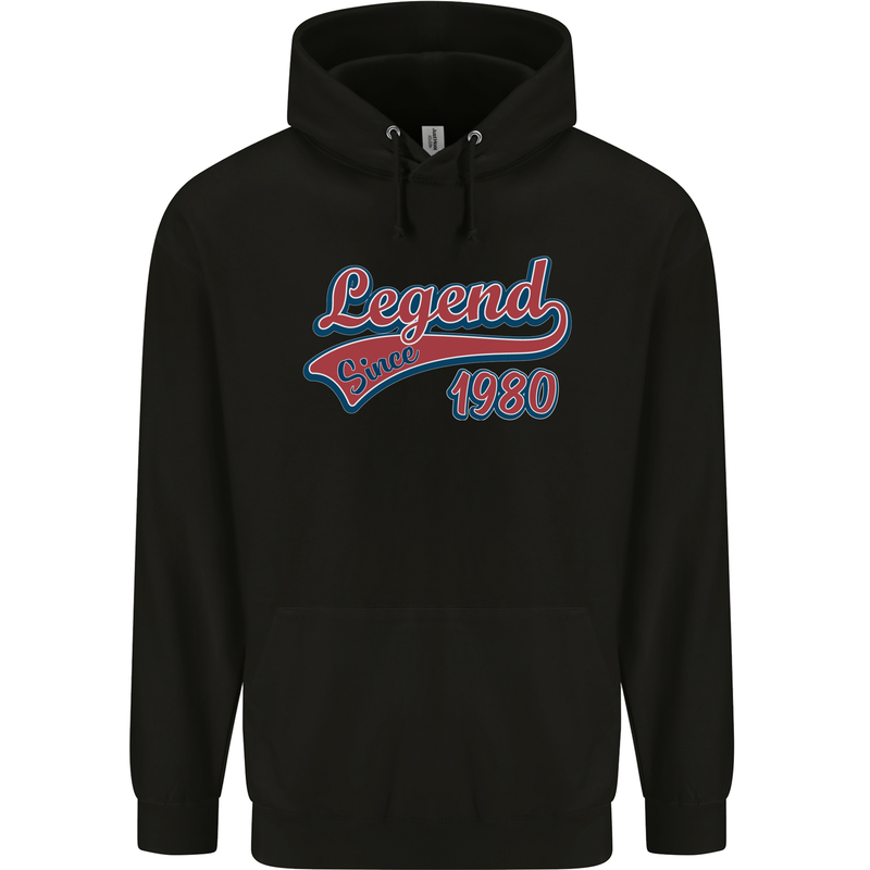Legend Since 43rd Birthday 1980 Mens 80% Cotton Hoodie Black