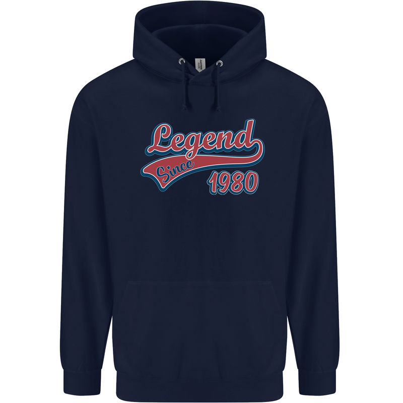 Legend Since 43rd Birthday 1980 Mens 80% Cotton Hoodie Navy Blue