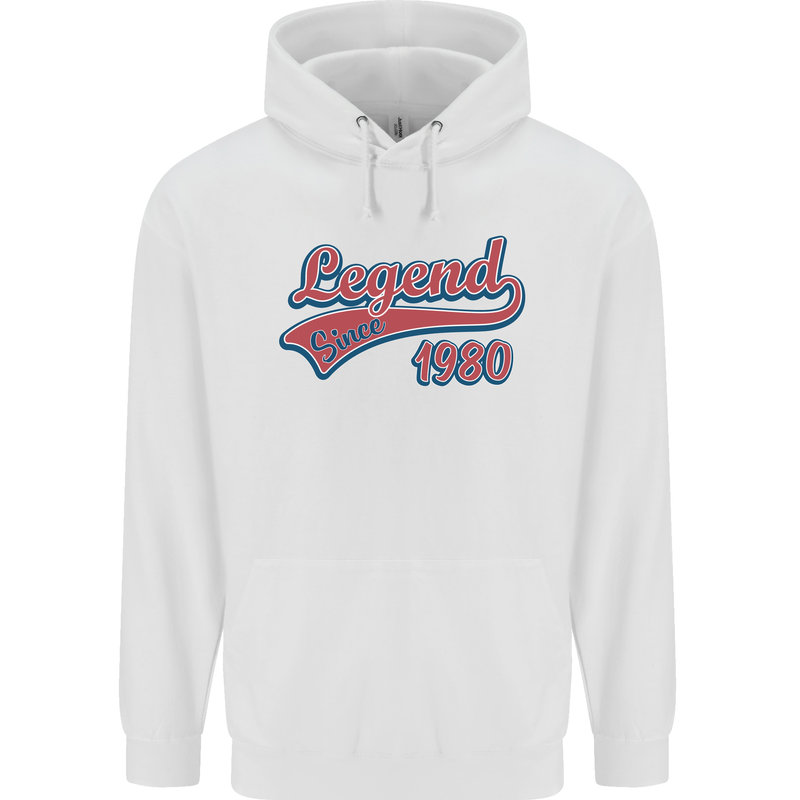 Legend Since 43rd Birthday 1980 Mens 80% Cotton Hoodie White