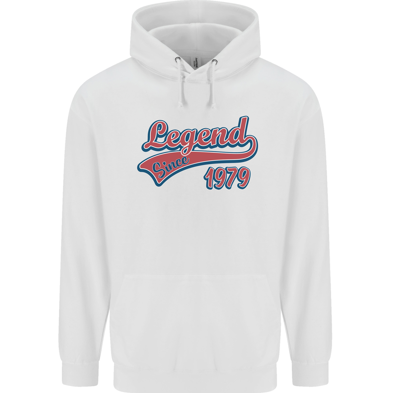Legend Since 44th Birthday 1979 Mens 80% Cotton Hoodie White