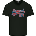 Legend Since 44th Birthday 1979 Mens V-Neck Cotton T-Shirt Black