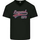Legend Since 44th Birthday 1979 Mens V-Neck Cotton T-Shirt Black
