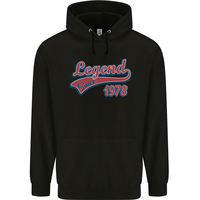 Legend Since 45th Birthday 1978 Mens 80% Cotton Hoodie Black