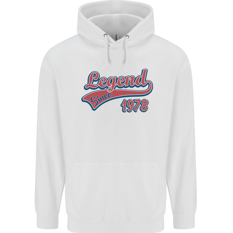 Legend Since 45th Birthday 1978 Mens 80% Cotton Hoodie White