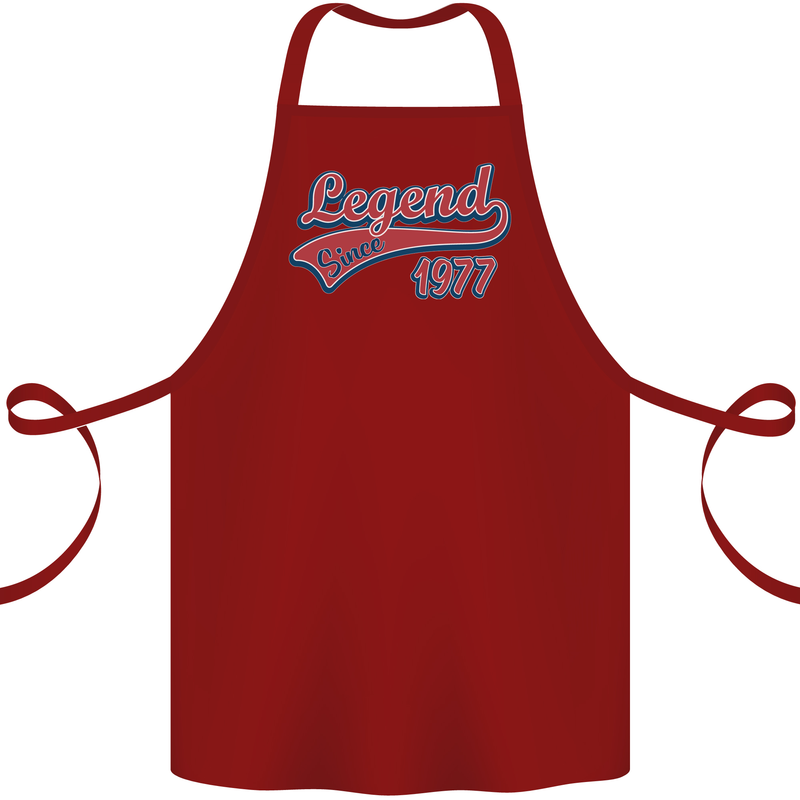 Legend Since 46th Birthday 1977 Cotton Apron 100% Organic Maroon