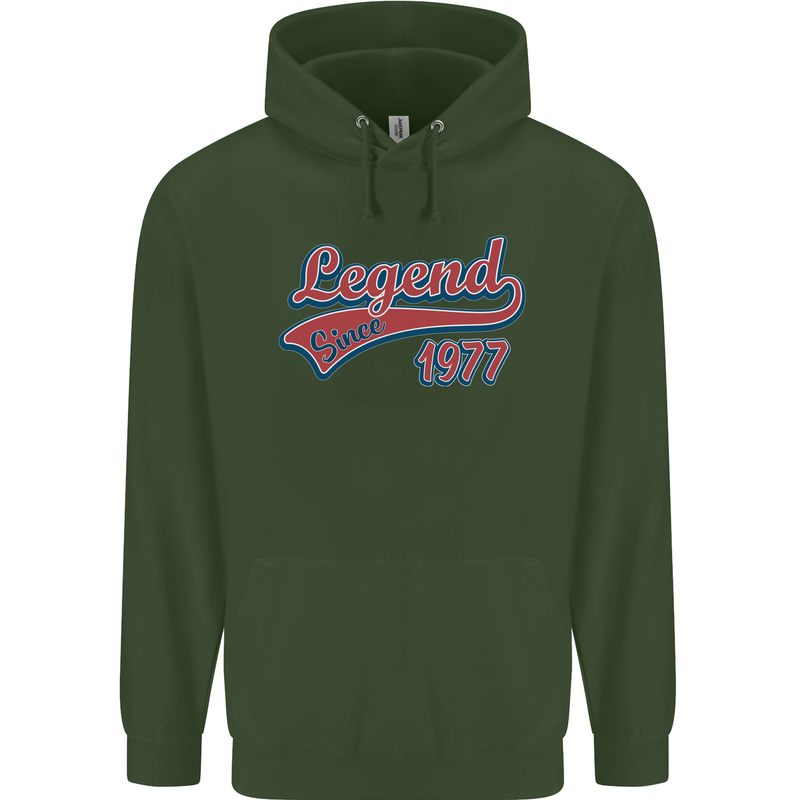 Legend Since 46th Birthday 1977 Mens 80% Cotton Hoodie Forest Green
