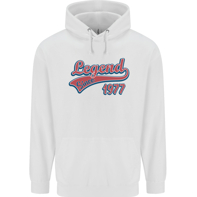 Legend Since 46th Birthday 1977 Mens 80% Cotton Hoodie White