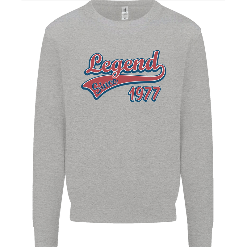 Legend Since 46th Birthday 1977 Mens Sweatshirt Jumper Sports Grey