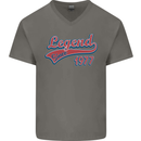 Legend Since 46th Birthday 1977 Mens V-Neck Cotton T-Shirt Charcoal