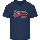 Legend Since 46th Birthday 1977 Mens V-Neck Cotton T-Shirt Navy Blue