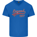 Legend Since 46th Birthday 1977 Mens V-Neck Cotton T-Shirt Royal Blue