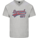 Legend Since 46th Birthday 1977 Mens V-Neck Cotton T-Shirt Sports Grey