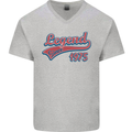 Legend Since 48th Birthday 1975 Mens V-Neck Cotton T-Shirt Sports Grey