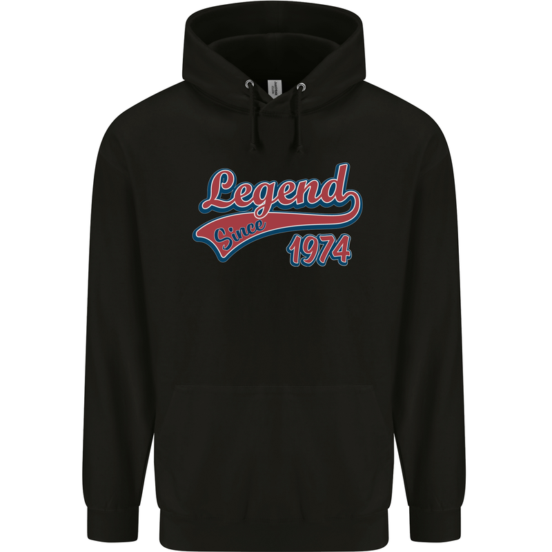 Legend Since 49th Birthday 1974 Mens 80% Cotton Hoodie Black