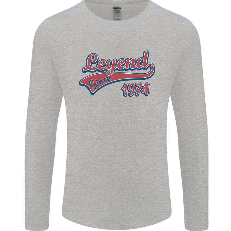 Legend Since 49th Birthday 1974 Mens Long Sleeve T-Shirt Sports Grey