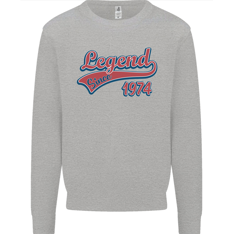 Legend Since 49th Birthday 1974 Mens Sweatshirt Jumper Sports Grey