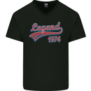 Legend Since 49th Birthday 1974 Mens V-Neck Cotton T-Shirt Black