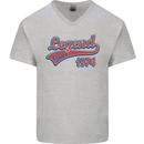 Legend Since 49th Birthday 1974 Mens V-Neck Cotton T-Shirt Sports Grey