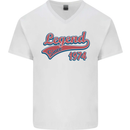 Legend Since 49th Birthday 1974 Mens V-Neck Cotton T-Shirt White