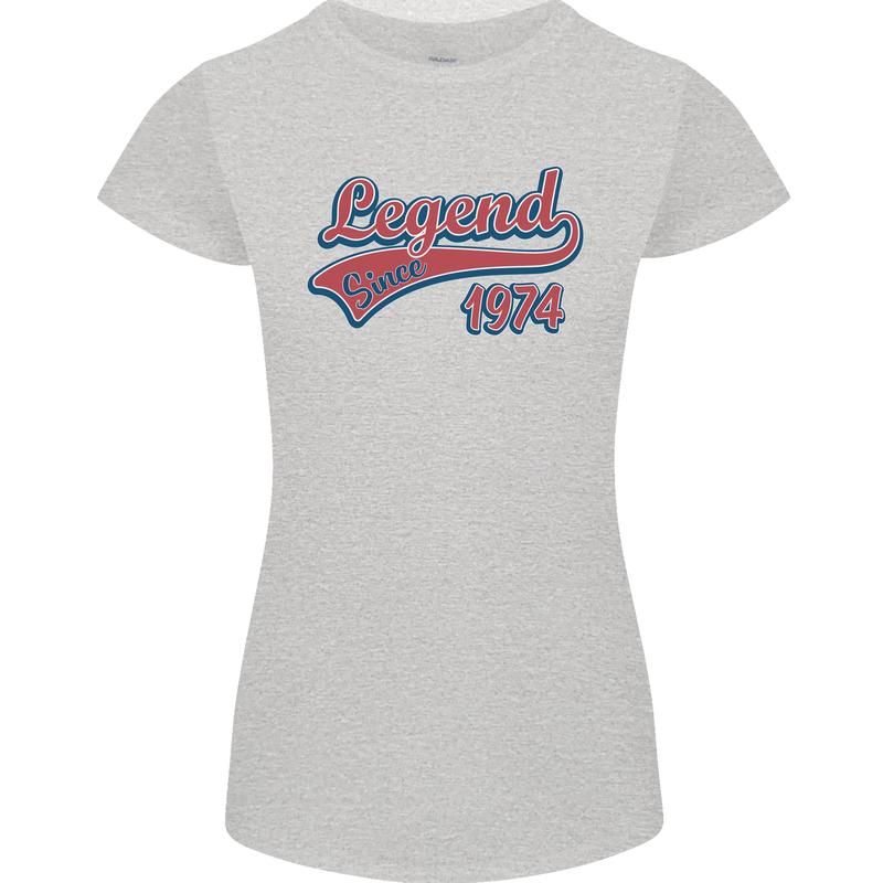 Legend Since 49th Birthday 1974 Womens Petite Cut T-Shirt Sports Grey