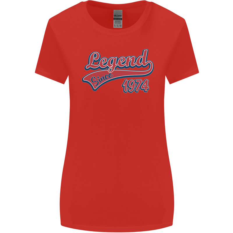 Legend Since 49th Birthday 1974 Womens Wider Cut T-Shirt Red