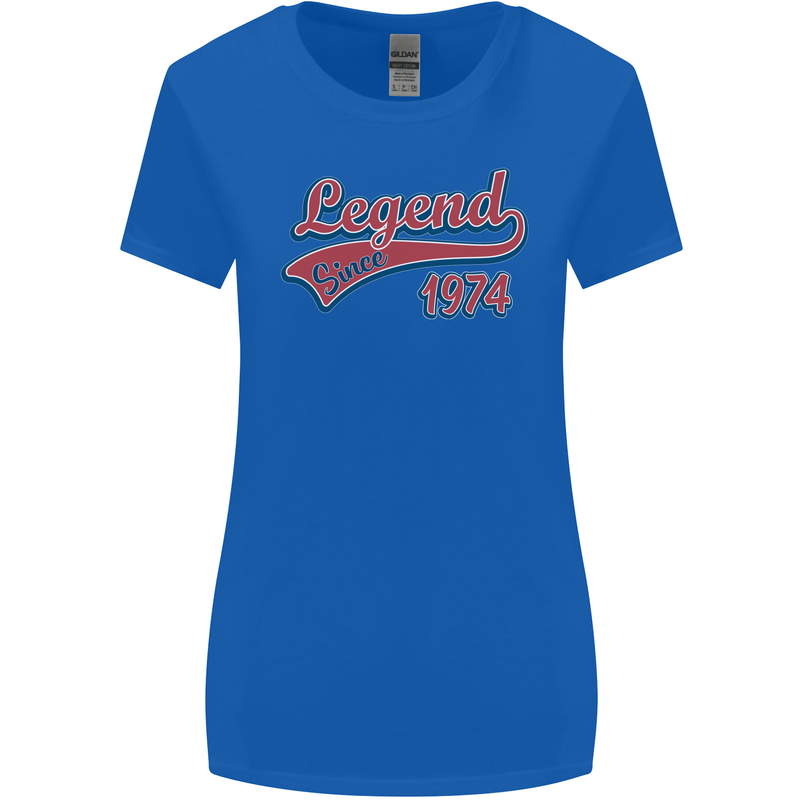 Legend Since 49th Birthday 1974 Womens Wider Cut T-Shirt Royal Blue