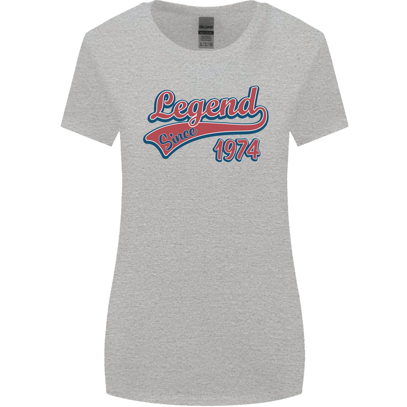 Legend Since 49th Birthday 1974 Womens Wider Cut T-Shirt Sports Grey