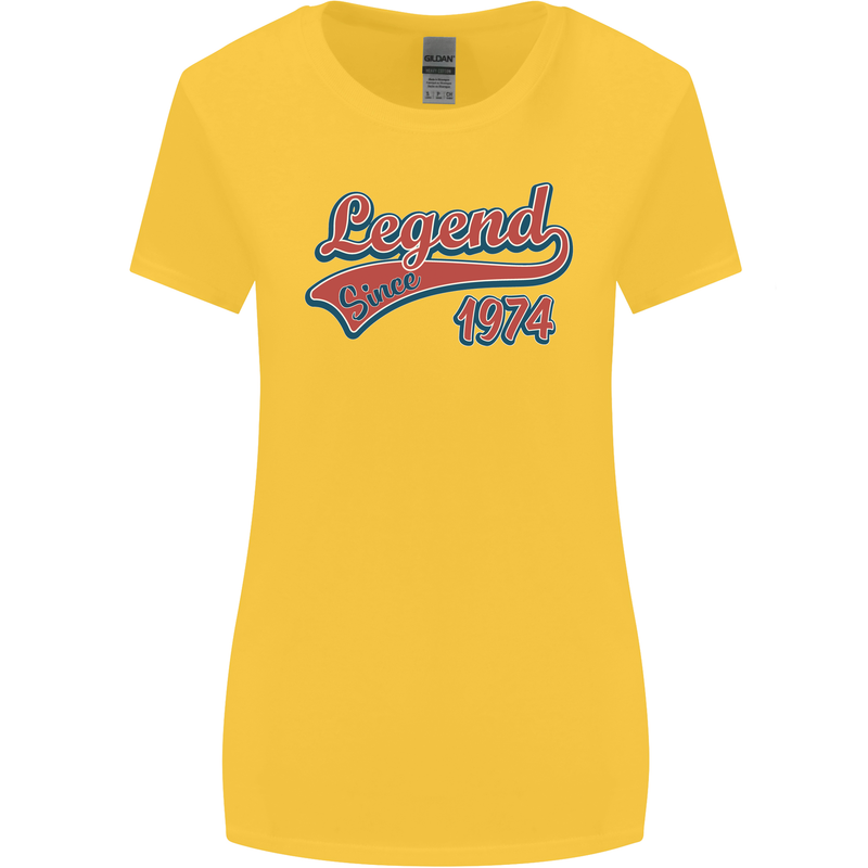 Legend Since 49th Birthday 1974 Womens Wider Cut T-Shirt Yellow