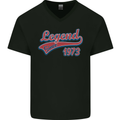 Legend Since 50th Birthday 1973 Mens V-Neck Cotton T-Shirt Black