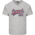Legend Since 51st Birthday 1972 Mens V-Neck Cotton T-Shirt Sports Grey