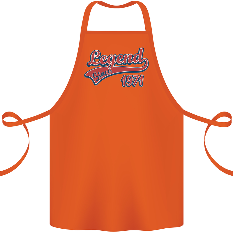 Legend Since 52nd Birthday 1971 Cotton Apron 100% Organic Orange