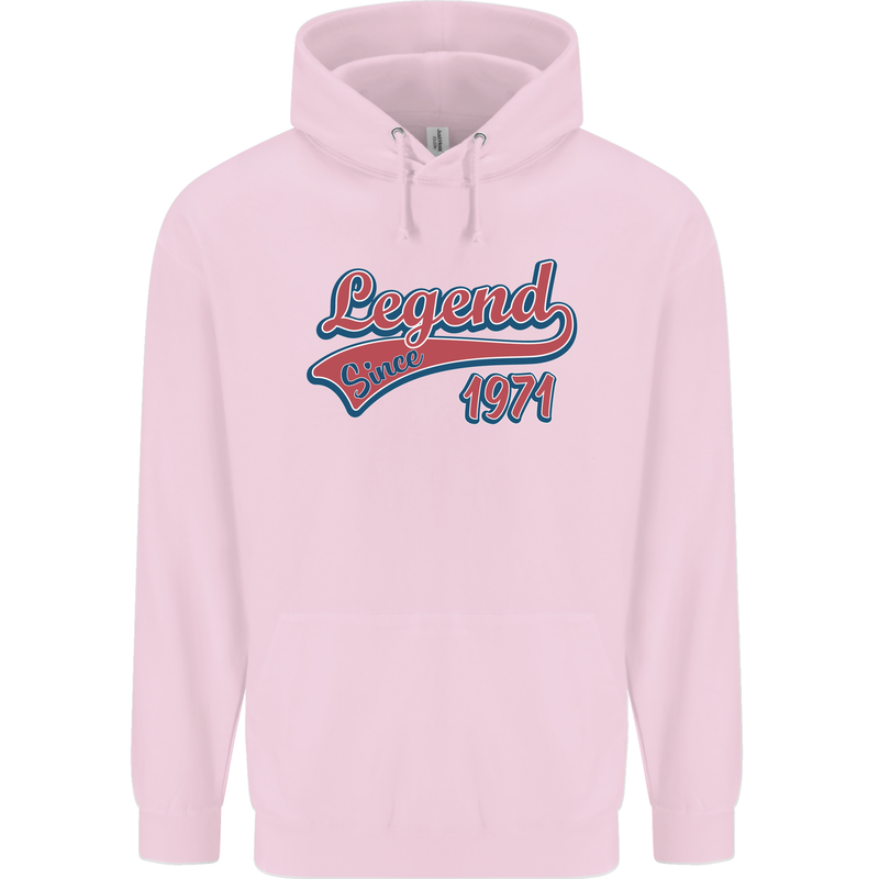 Legend Since 52nd Birthday 1971 Mens 80% Cotton Hoodie Light Pink