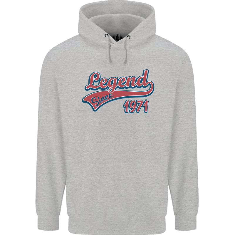 Legend Since 52nd Birthday 1971 Mens 80% Cotton Hoodie Sports Grey