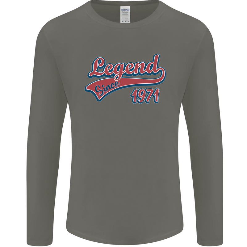 Legend Since 52nd Birthday 1971 Mens Long Sleeve T-Shirt Charcoal