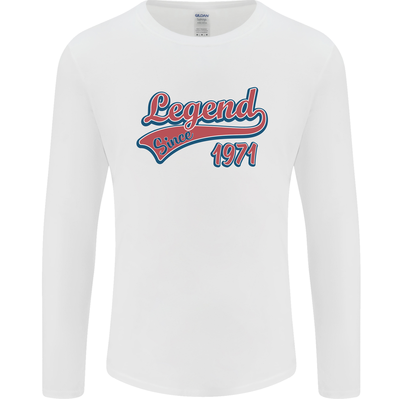 Legend Since 52nd Birthday 1971 Mens Long Sleeve T-Shirt White