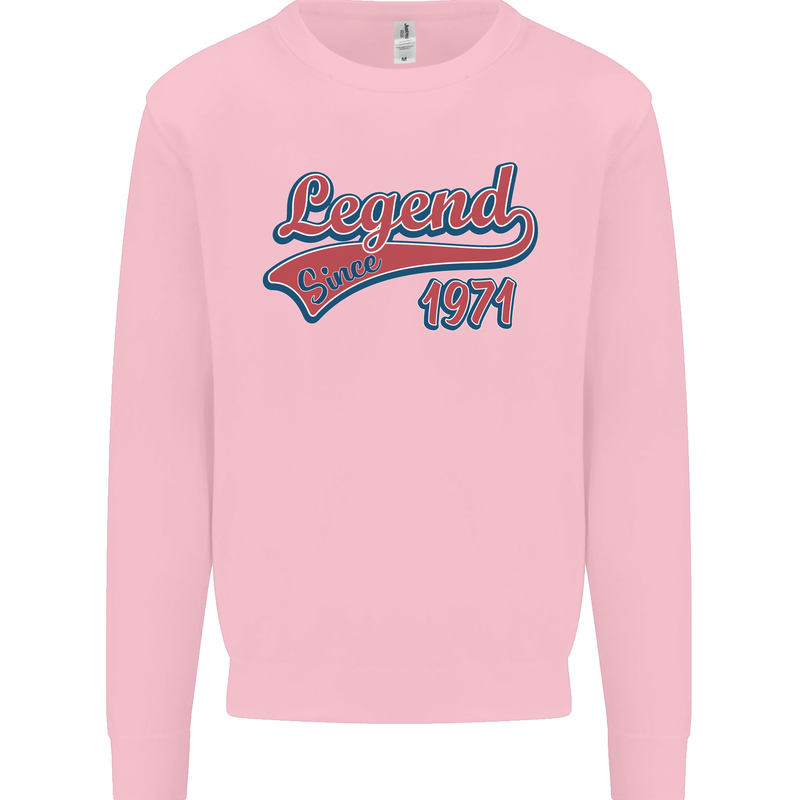 Legend Since 52nd Birthday 1971 Mens Sweatshirt Jumper Light Pink