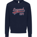 Legend Since 52nd Birthday 1971 Mens Sweatshirt Jumper Navy Blue