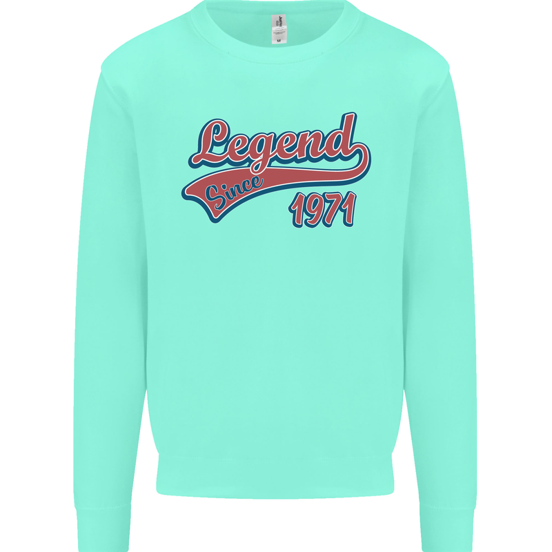 Legend Since 52nd Birthday 1971 Mens Sweatshirt Jumper Peppermint