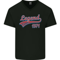 Legend Since 52nd Birthday 1971 Mens V-Neck Cotton T-Shirt Black