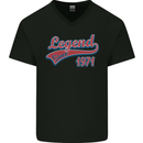 Legend Since 52nd Birthday 1971 Mens V-Neck Cotton T-Shirt Black