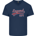 Legend Since 52nd Birthday 1971 Mens V-Neck Cotton T-Shirt Navy Blue