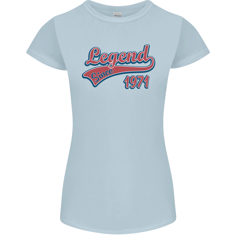 Legend Since 52nd Birthday 1971 Womens Petite Cut T-Shirt Light Blue